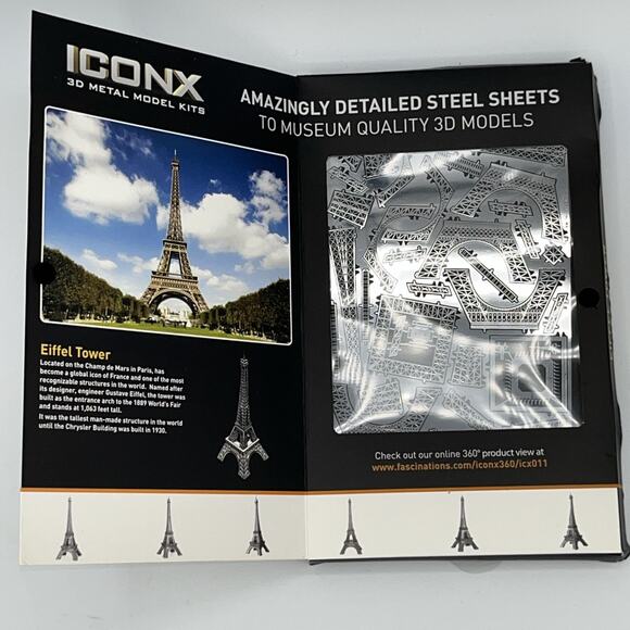 Fascinations Metal Earth Eiffel Tower ICONX Laser Cut 3D Model Collectibles - Picture 3 of 6